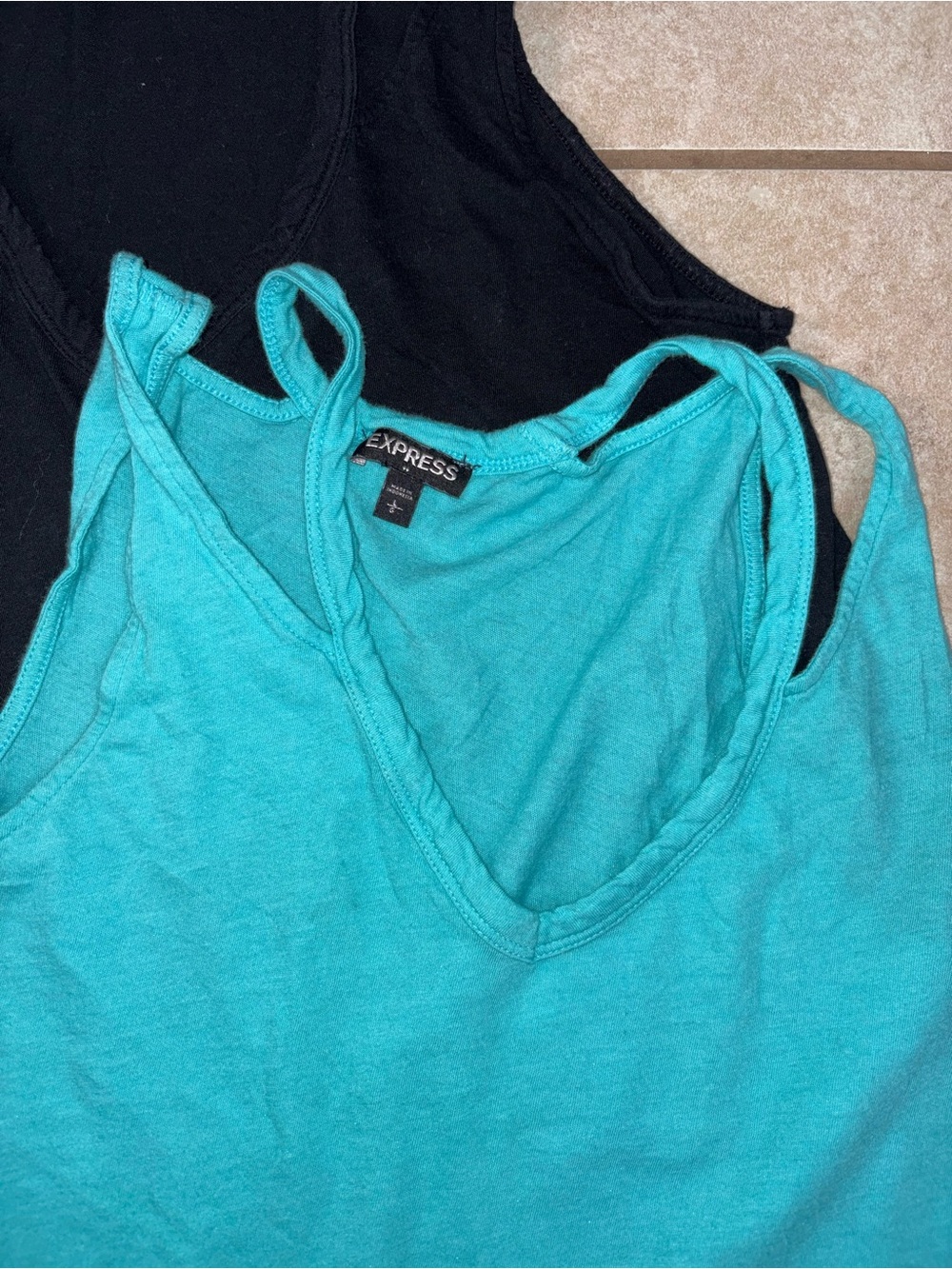 Express Women's Tank Tops - Black & Teal